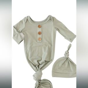 Caden Lane Newborn Moss Green Knotted Gown